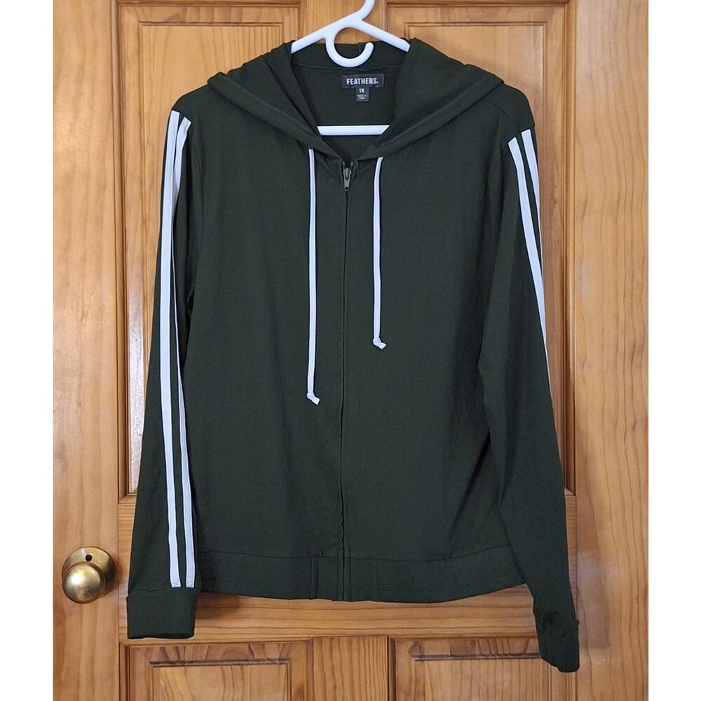 Feathers Jacket Women's 1X Lightweight Hoodie Full Zip Athleisure Activewear